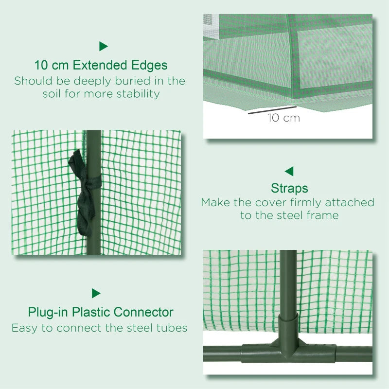 Portable Green Steel Frame Mini Greenhouse with 5 Mesh Windows