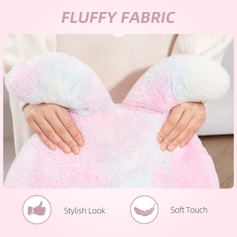 Fuzzy Bunny Ears Office Chair - Faux Fur Swivel Desk Chair, Armless Makeup Vanity Chair, Adjustable Height for Bedroom & Study