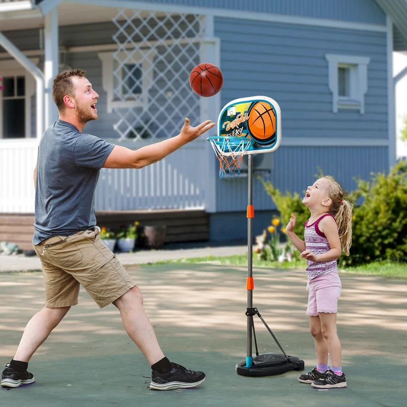 Adjustable Kids Basketball Hoop Portable Stand Set with Ball Pump and Netting Backboard