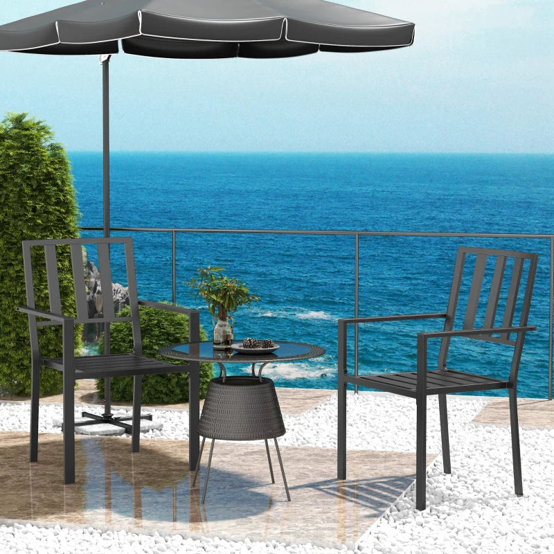 Black Metal Garden Chair Set - 2 Pack