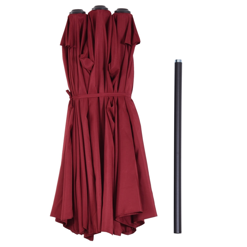 Double-Sided Wine Red Patio Parasol - 4.6m Sun Umbrella
