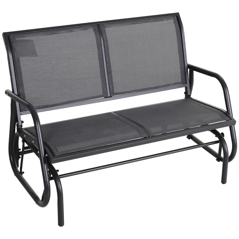 Grey 2-Person Outdoor Glider Bench Loveseat With /Power Coated Steel Frame for Garden Patio/Porch