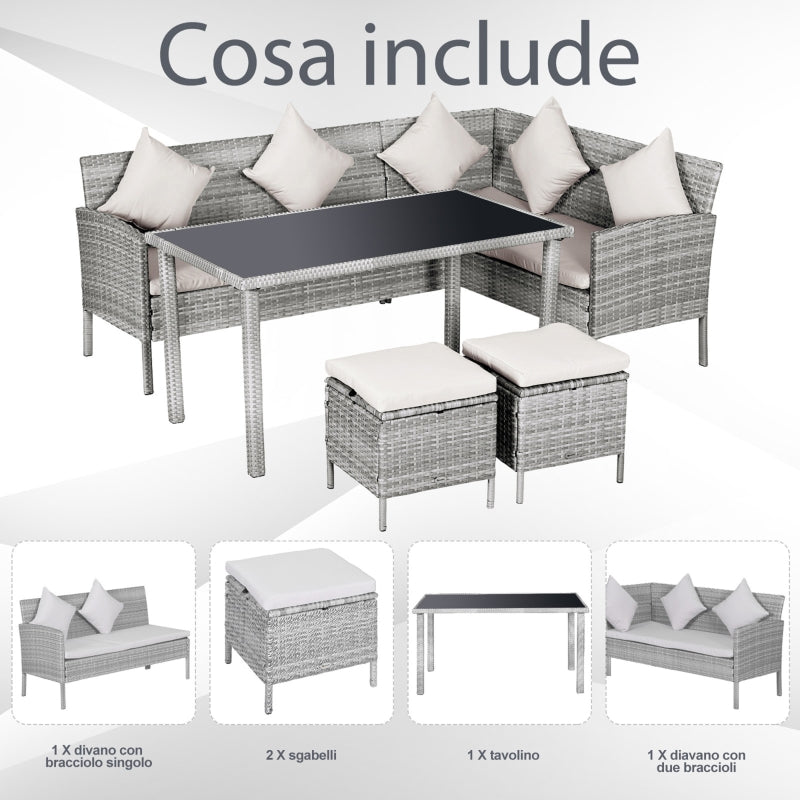 Mixed Grey Rattan Corner Dining Set