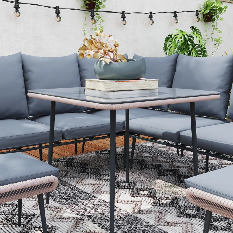 6-Piece Brown and Grey Rattan Garden Sofa Set - Strong and Durable Outdoor Furniture