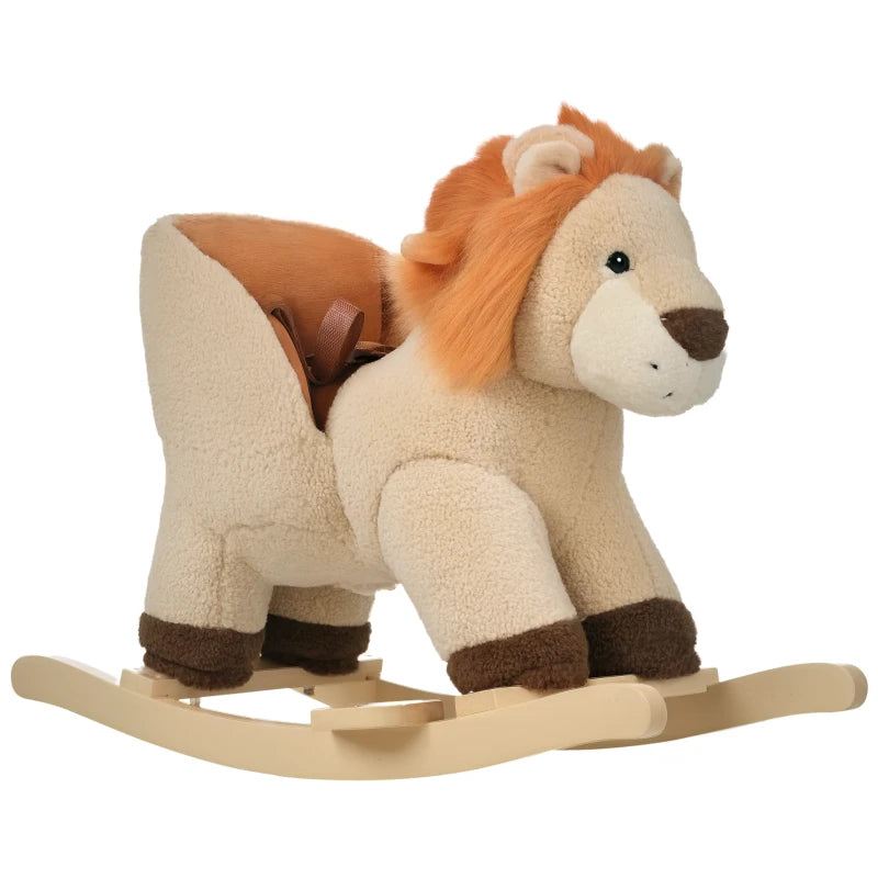 Kids Lion Rocking Horse with Roaring Sound and Safety Seatbelt for Fun Playtime