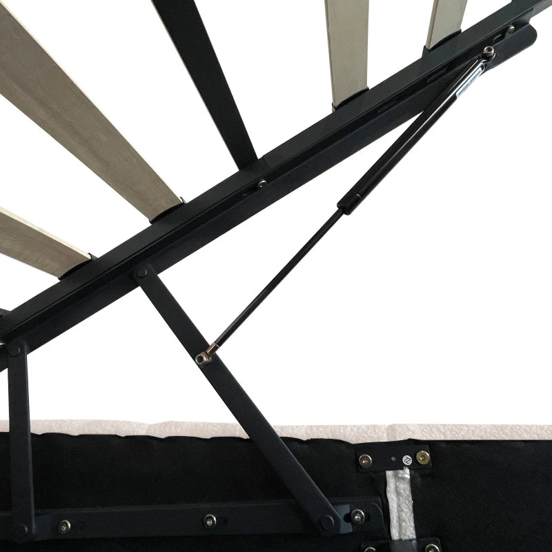 Double Upholstered Bed Frame with Hydraulic Storage and LED Headboard for Modern Bedrooms