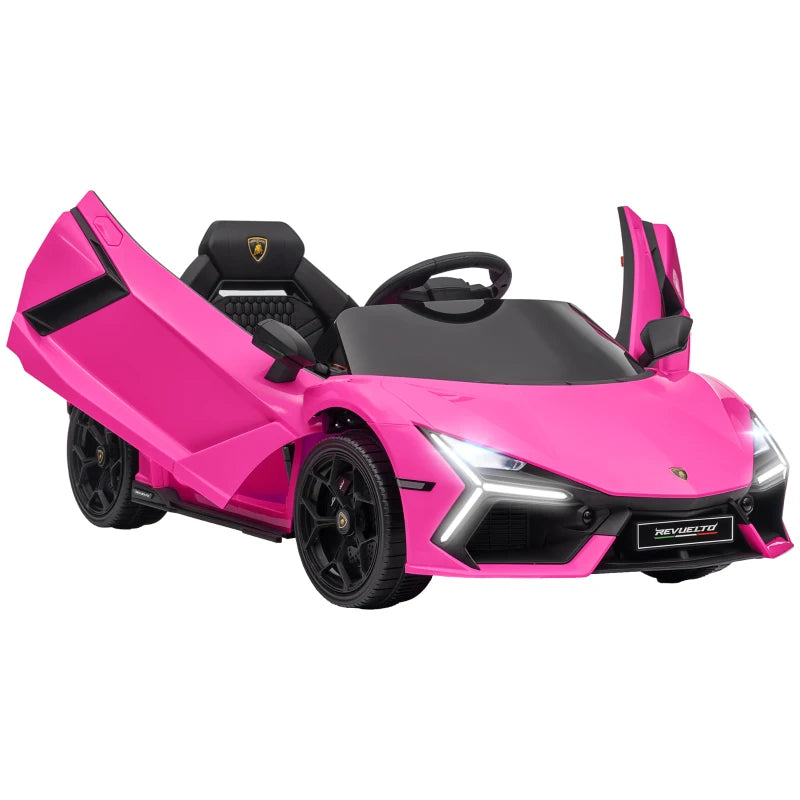Licensed 12V Lamborghini Revuelto Ride On Car with Butterfly Doors and Remote Control Pink