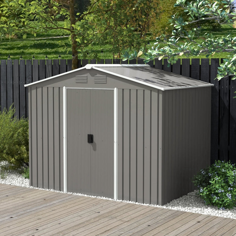 Light Grey 8ft x 6ft Metal Storage Shed