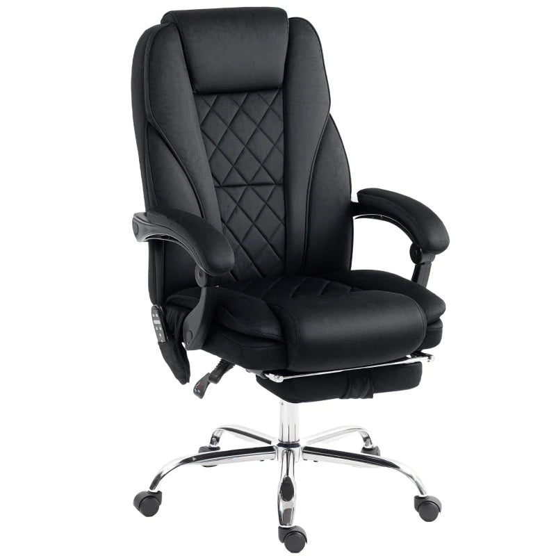 Vinsetto Heated Reclining Massage Office Chair with Adjustable Height & Footrest - Ergonomic Black Computer Chair