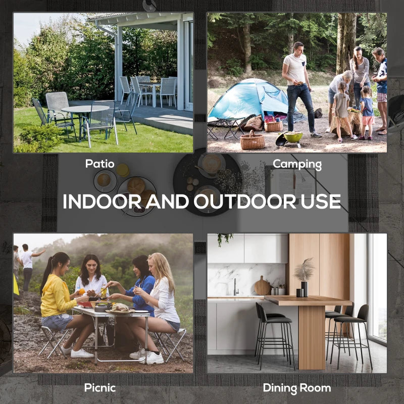 180 x 75cm Folding Garden Table - Outdoor HDPE Picnic Table for 6 - Rectangular White Patio Table with Metal Frame