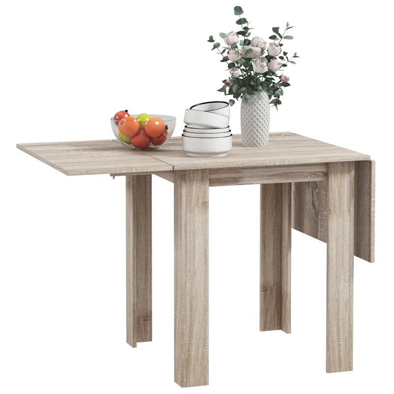 Stylish Four-Seater Drop Leaf Dining Table - Elegant Wood Effect Design for Space-Saving Dining Solutions