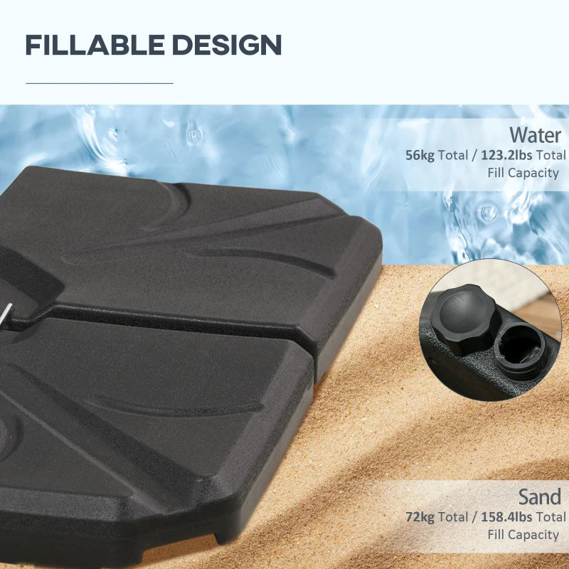 4-Piece Black Cantilever Umbrella Base Weights Set