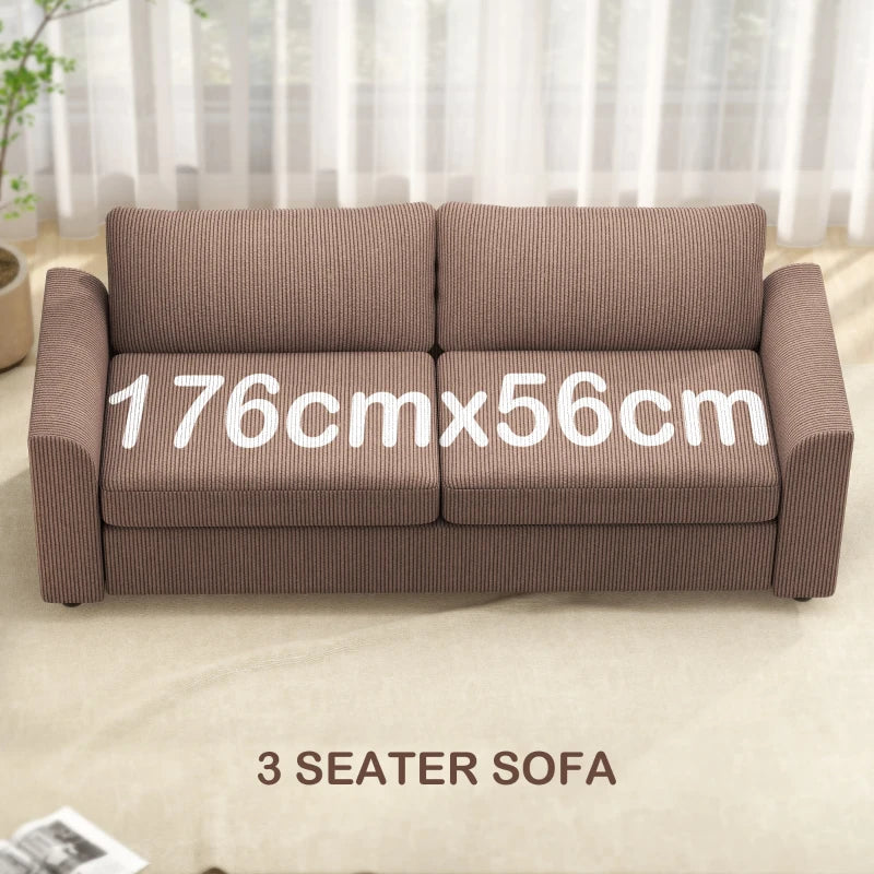Modern 3-Seater Fabric Sofa with Spring Cushions and Scatter Cushions for Living Room and Home Office
