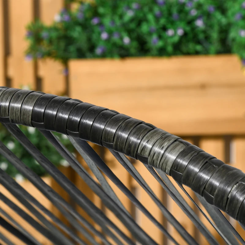 Grey/Black Rattan Egg Chair with Padded Seat Cushion