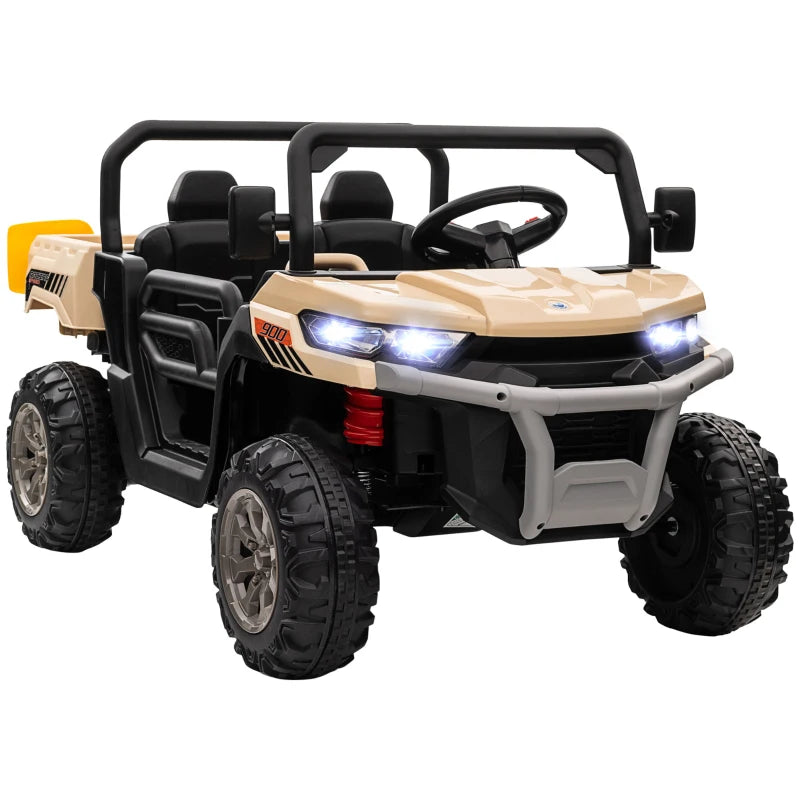 12V Yellow Electric Ride-On Car for Kids with Remote Control and Bucket Feature
