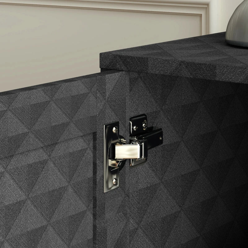 Modern Black Sideboard Storage Cabinet with Adjustable Shelf, Open Compartment & 2 Drawers - Stylish Freestanding Furniture