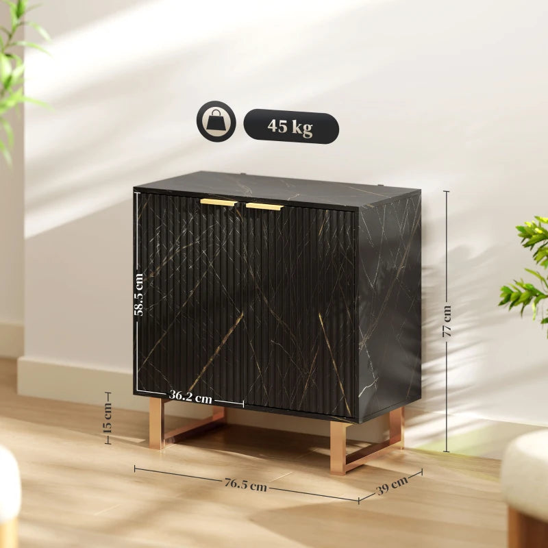 Elegant Black and Gold-Tone Storage Sideboard - Modern Design for Living Room, Dining Room, or Entryway