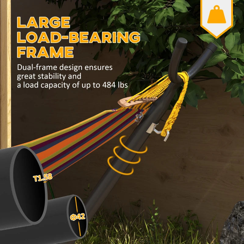 Portable Black Hammock Stand with Wheels - Adjustable Net Stand for Various Hammock Styles