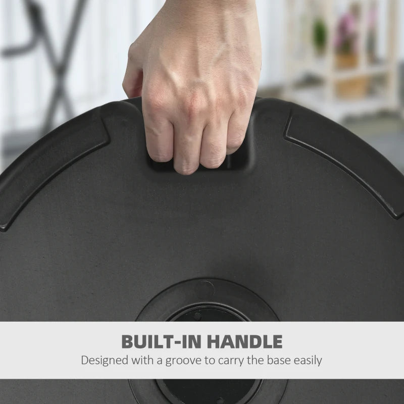 Black Garden Umbrella Stand Weight - 25kg Water or 35kg Sand Fill