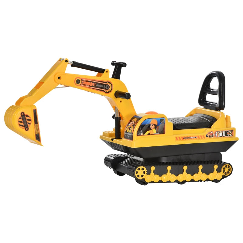 Ride-On Excavator Toy for Kids - Movable Digger Walker Construction Truck for Ages 3+ - Fun Outdoor Play