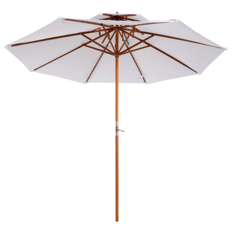 Cream White Double Tier Patio Umbrella - 2.7m Garden Sunshade