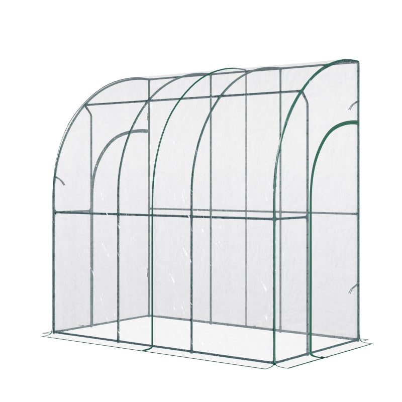 Green Walk-In Wall Tunnel Greenhouse with Zippered Door, Clear PVC Cover