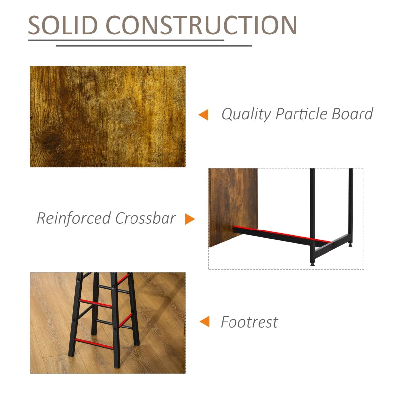 Industrial Bar Table Set for 2 - 3 Piece Pub Table & Bar Stools with Storage Shelf for Kitchen & Dining