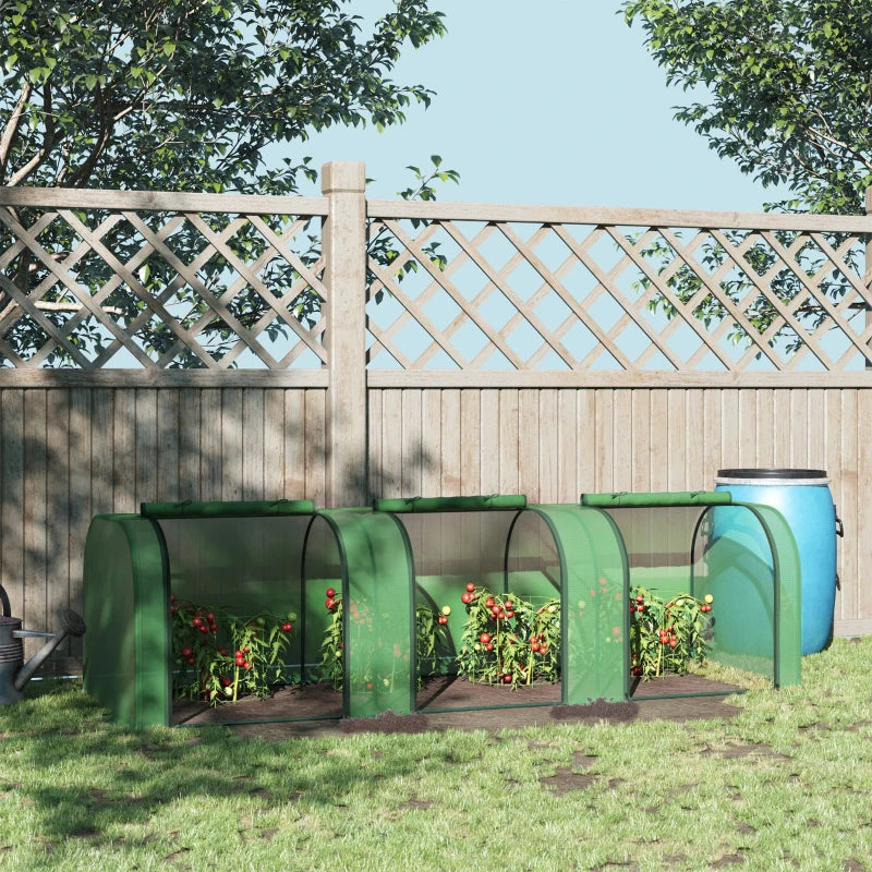 Green Steel Frame Mini Garden Greenhouse with Zipped Doors, 295 x 100 x 80cm