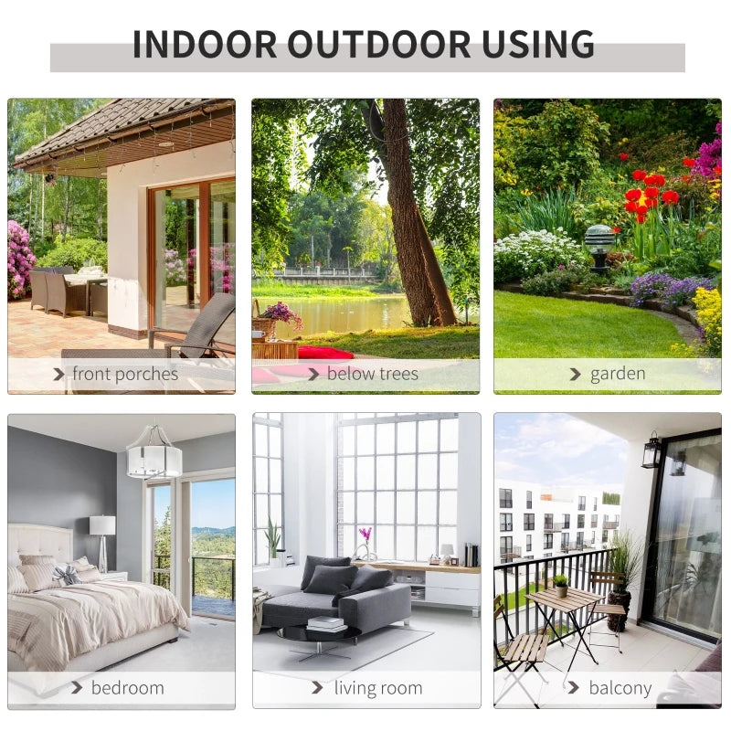 Beige Macrame Hanging Rope Chair with Tassels - Portable Garden Seat