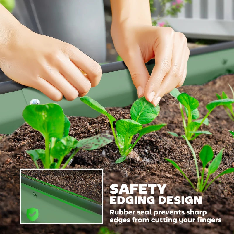 Set of Two 181 x 93cm Green Steel Planters