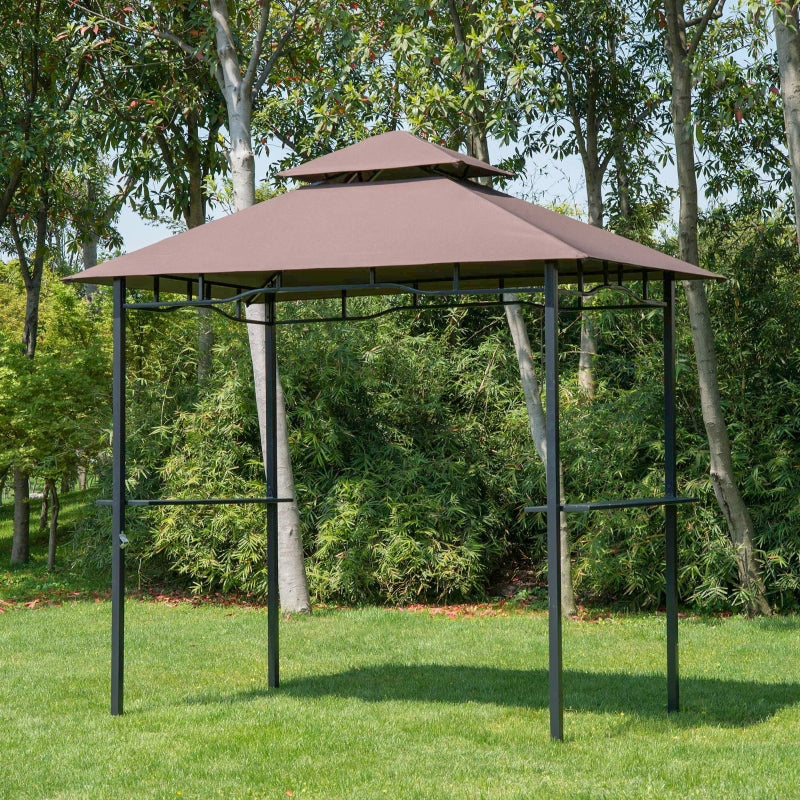 Double-Tier Coffee BBQ Gazebo - 2.5M (8ft) Grill Canopy