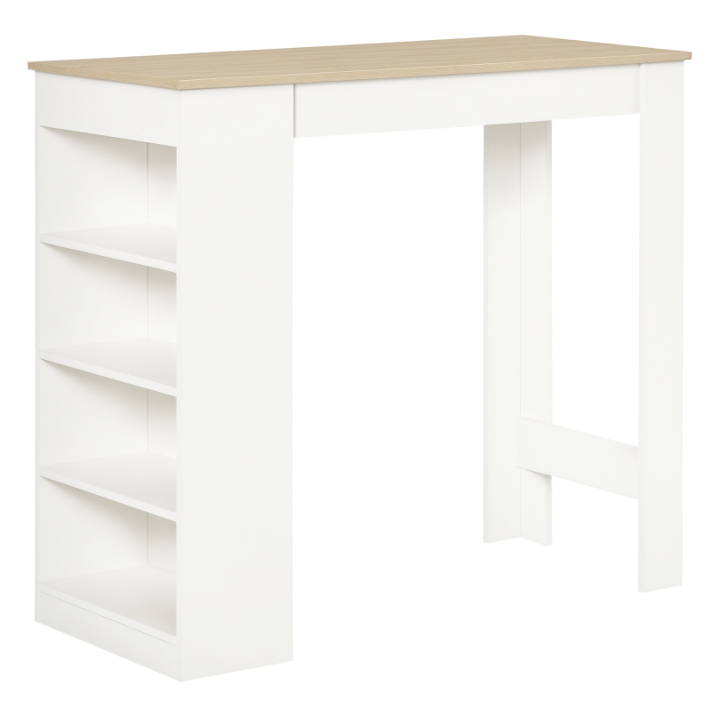 Natural Bar Table with 4-Tier Storage Shelf - Ideal Dining Table for Kitchen, Breakfast Bar, Living Room