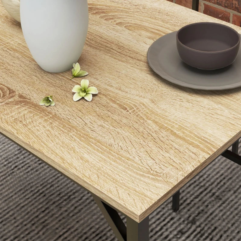 Square Dining Set for 4 - Natural Wood Effect Table, Chairs & Bench Included - Stylish & Durable Furniture