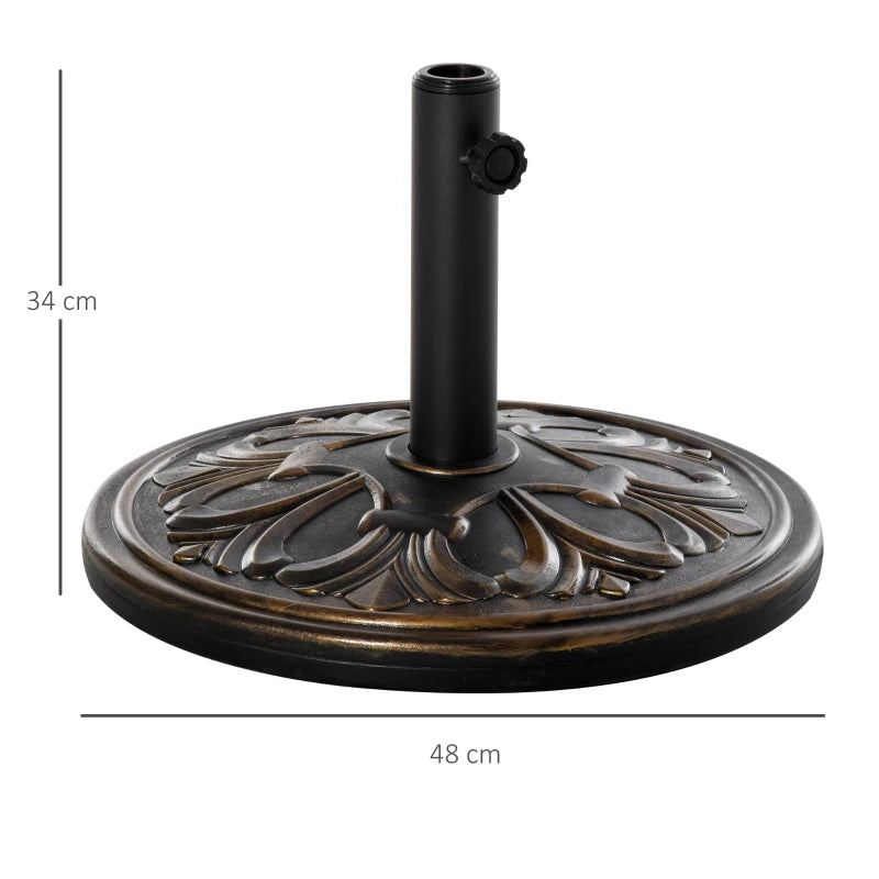 Bronze Round Umbrella Base Stand for Outdoor Garden - 13kg Weight