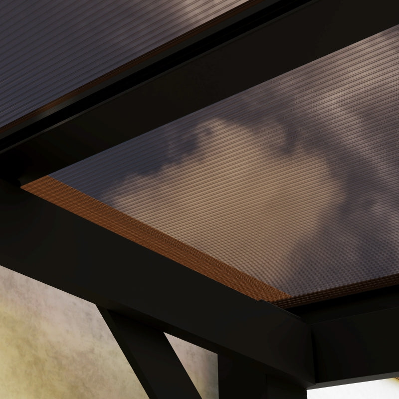 3x3m Dark Grey Metal Pergola with UPF 50+ Waterproof Polycarbonate Roof - Wall-Mounted or Free Standing Garden Gazebo, Wind-Resistant Outdoor Sun Shade