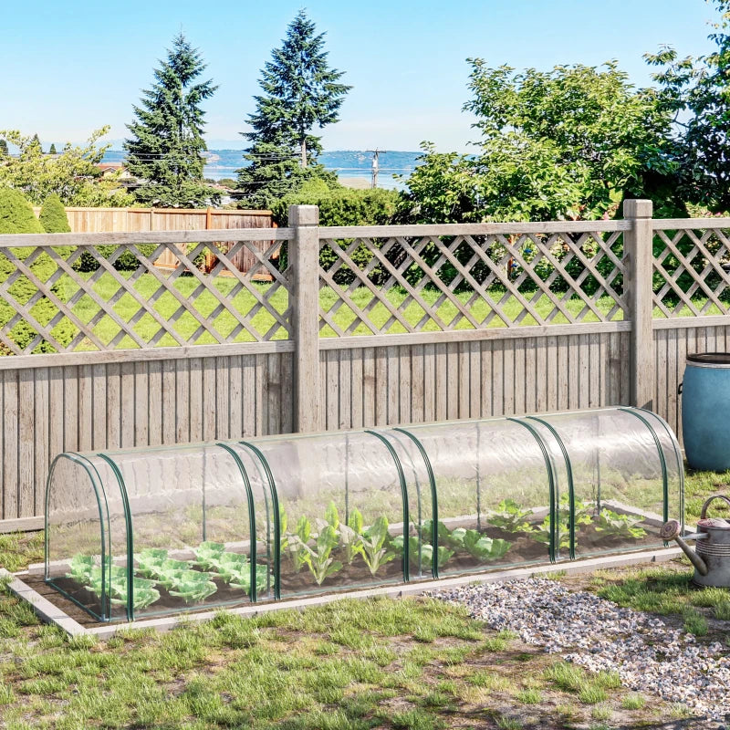 Clear Small Greenhouse with Zipped Doors, Steel Frame - 395 x 100 x 80cm