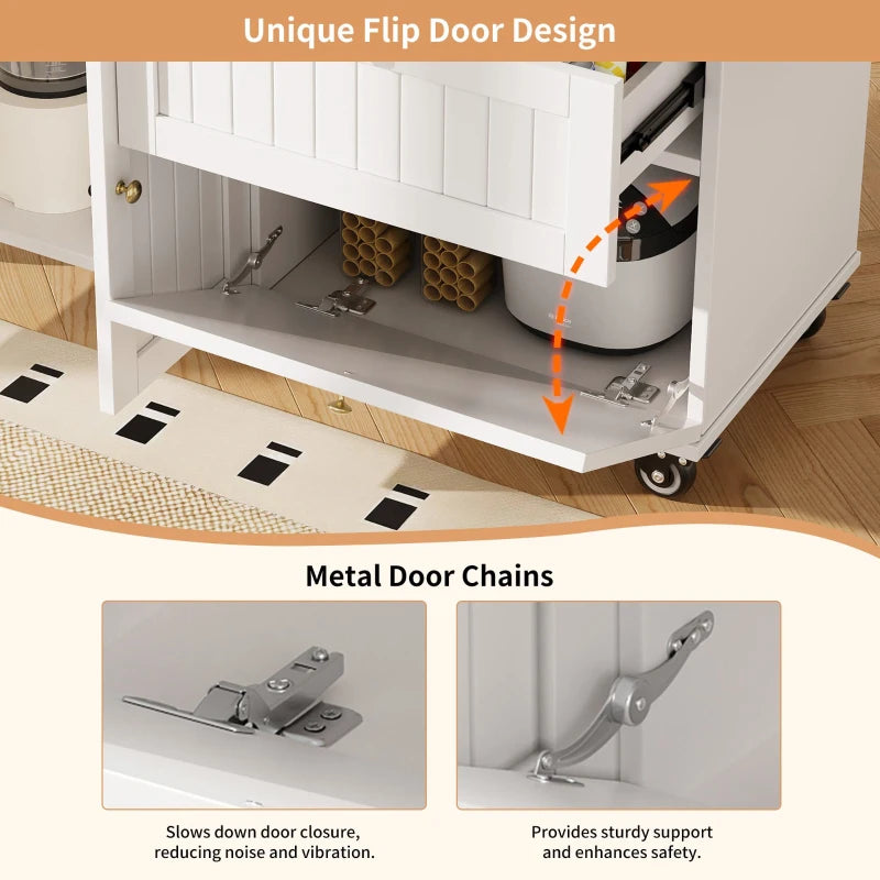 Rolling Mobile Kitchen Island Cart with Drawer & Storage, Drop Leaf, Multi-Functional Design, 133L x 70W x 88H cm, White