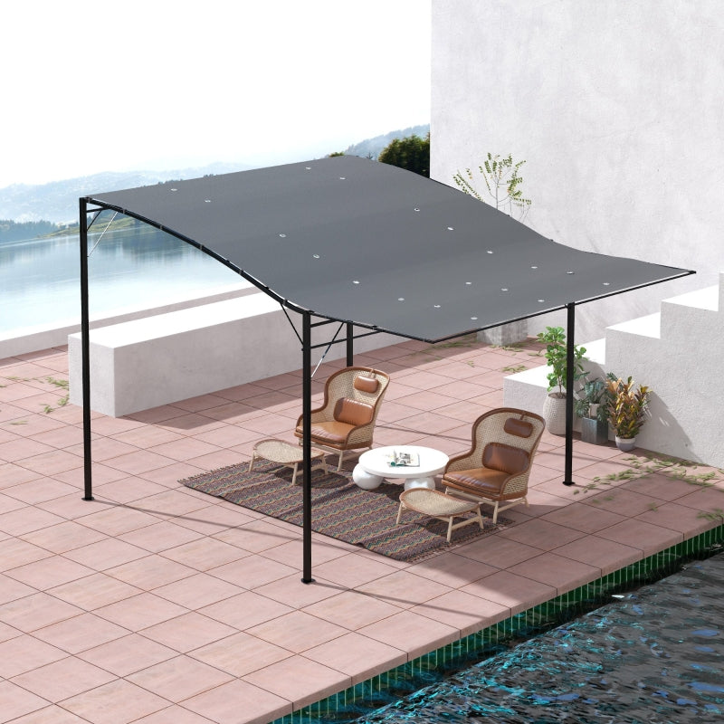 Charcoal Grey Metal Patio Gazebo Awning 3x2.5m
