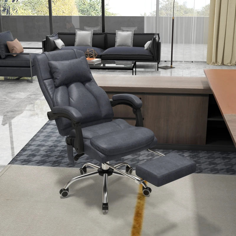 Vinsetto Dark Grey Office Chair with Lumbar Massage, 135° Recline, Adjustable Headrest, Retractable Footrest, Padded Seat, Metal Base