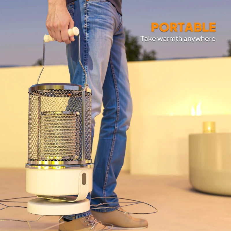 2000W Freestanding Outdoor Infrared Heater - 10-20㎡ Coverage, Tip-Over & Overheat Protection, Indoor/Outdoor Use, White