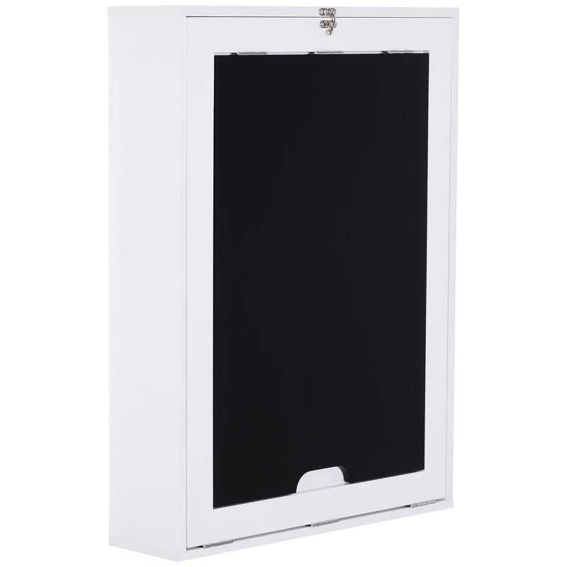 Folding Wall-Mounted Drop-Leaf Table with Chalkboard & Storage Shelf - Multifunctional Floating Desk for Home Office - White
