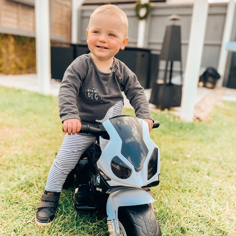 Electric Kids Ride On BMW Motorbike with Headlights Music 6V Black Toy Vehicle