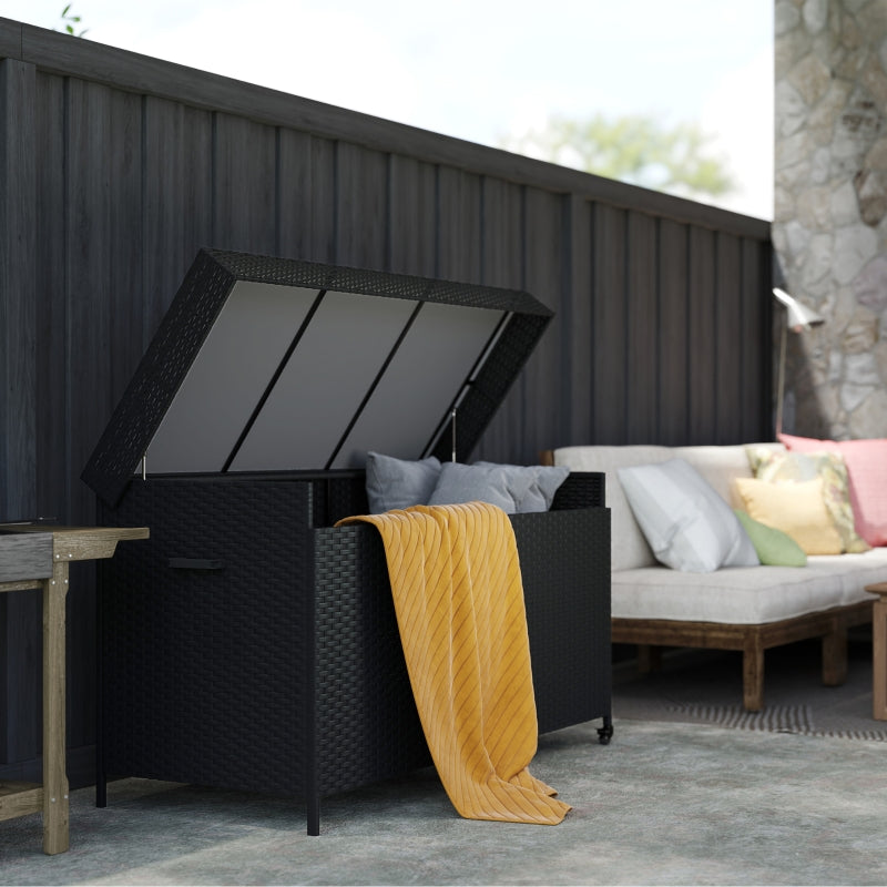 Black 627L Rattan Storage Box - Stylish Outdoor & Indoor Organizer for Home