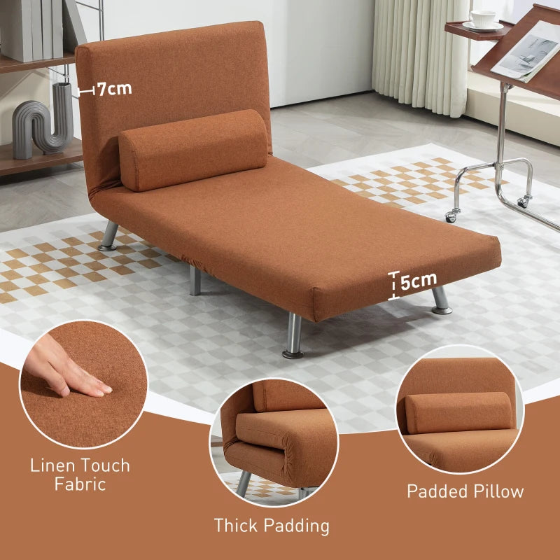Linen-Feel Sleeper Chair in Coffee - Stylish and Comfortable Multi-Functional Seating Solution