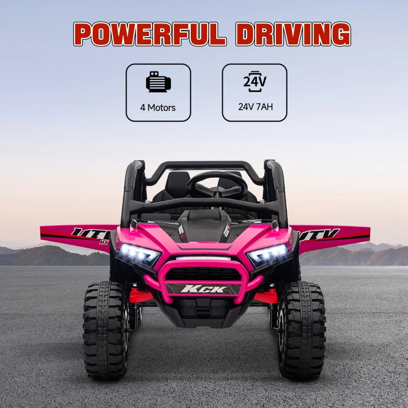 Pink 2 Seater Electric Ride On Truck with Remote Control 24V Battery Powered Car