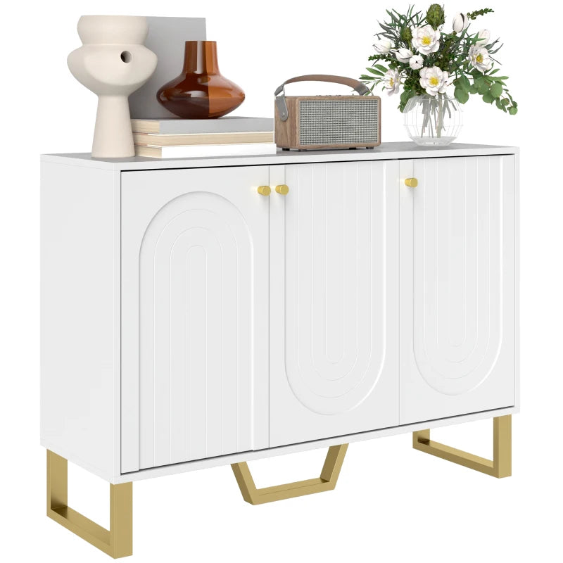 Modern 3-Door White Sideboard Storage Cabinet - Stylish Home Furniture for Living Room, Dining Room, or Entryway