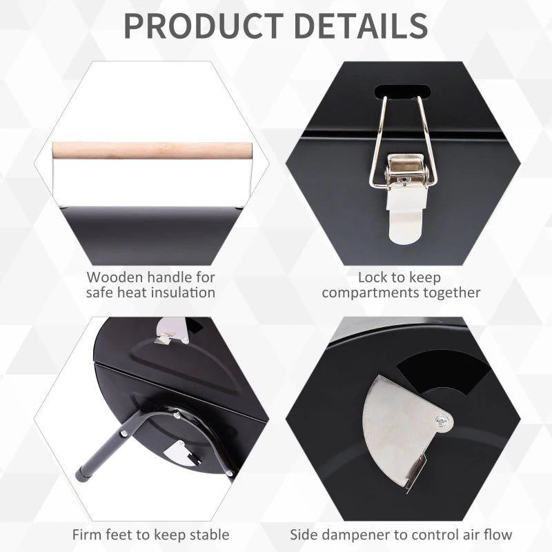 Compact Black Charcoal BBQ Grill