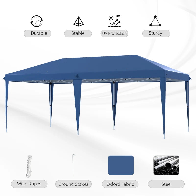 6x3m Waterproof Garden Party Gazebo - Blue