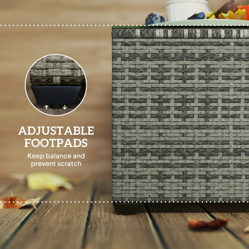 62 x 62cm Light Grey Glass-Top Rattan Side Table