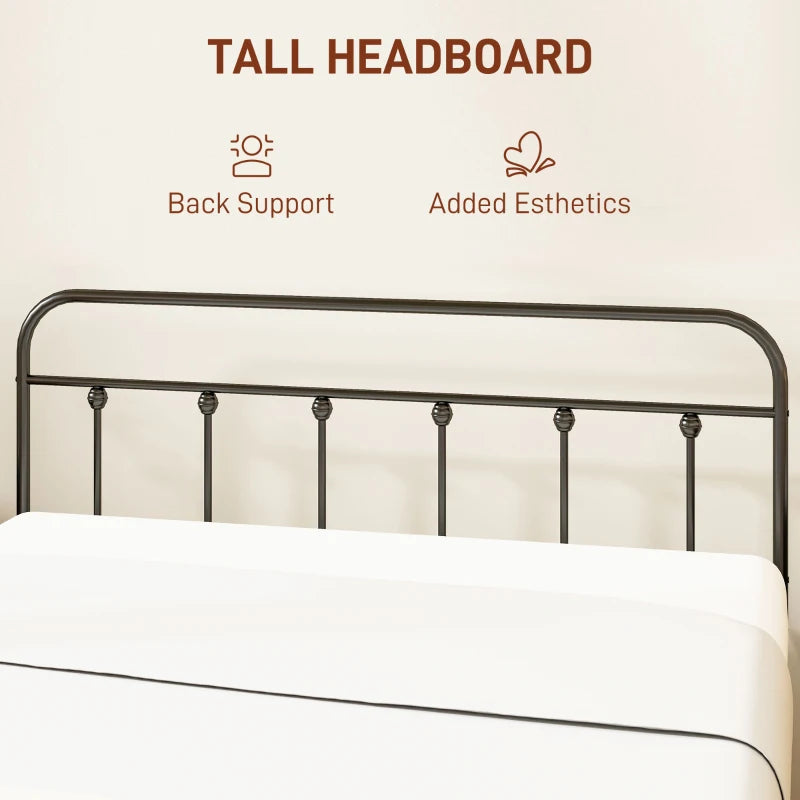 King Size Minimalistic Black Metal Bed Frame - Modern Design, Sturdy Construction, Stylish Bedroom Furniture for Ultimate Comfort